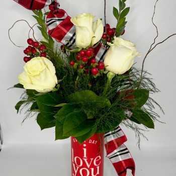 Half Dozen Roses in I Love You More Vase