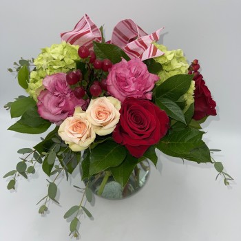 Beautiful Clustered Rose and Hydrangea Vase